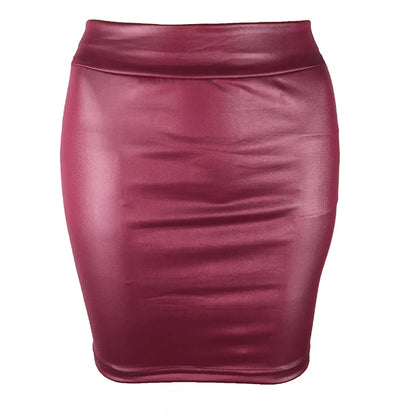 Matte Leather Slim Mini Skirt High Waist Sexy Fashion Imitation PU Leather Skirt Short Korean Nightclub Streetwear for Women