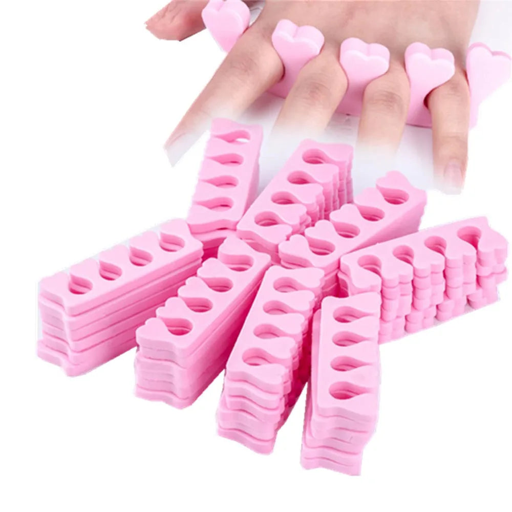 50 Pairs Soft Toe Separators Fingers Foots Nail Art Tools Flexible Heart Design Nail Art Practice Manicure Pedicure Foot Braces