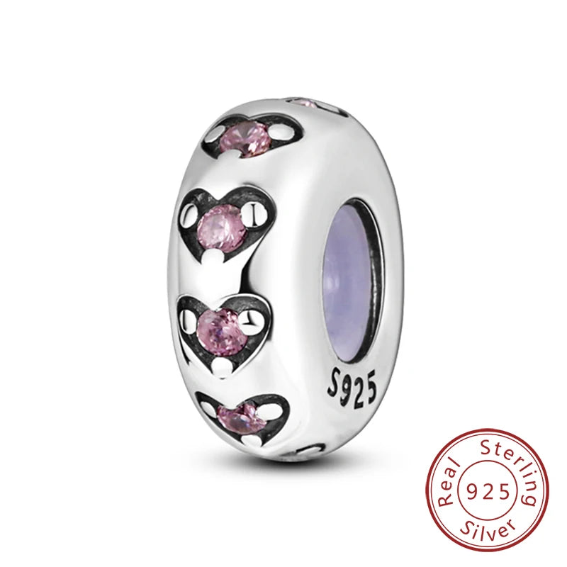 Charm 925 Sterling Silver Pink Pendant Charm Fit Original Charm Bracelet Necklace Beads DIY Jewerlry Accessories