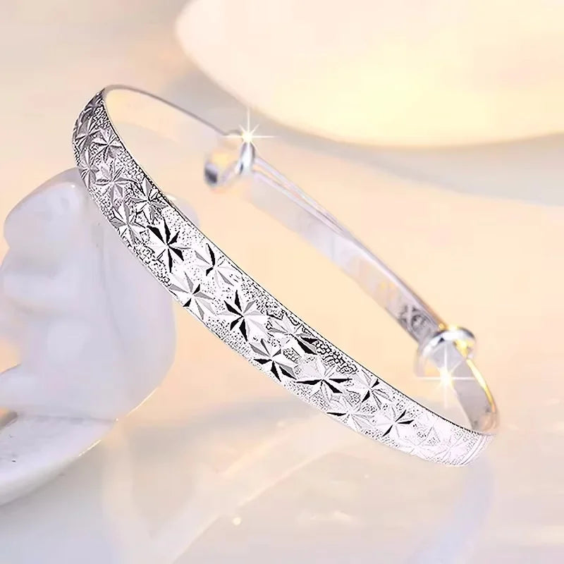 925 Sterling Silver Original Romantic Gypsophila Star Bangles for Women Bracelets Fashion Party Wedding Accessories Jewelry