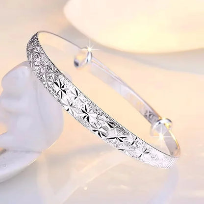 925 Sterling Silver Original Romantic Gypsophila Star Bangles for Women Bracelets Fashion Party Wedding Accessories Jewelry