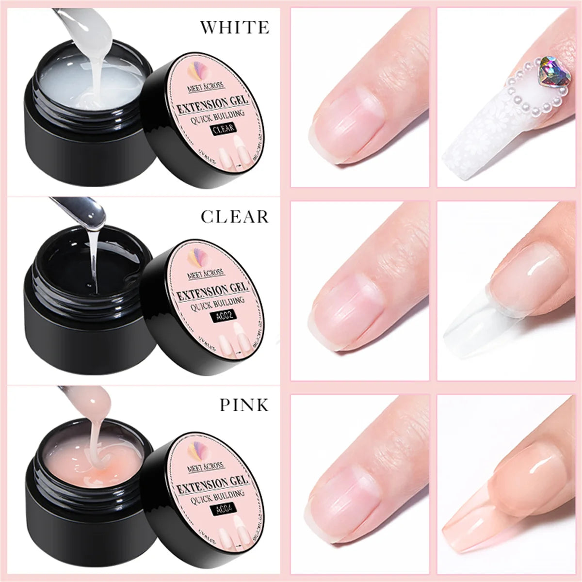 8ml Nude Pink White Quick Extension Gel Nail Polish Vernis Semi Permanent UV Construction Gel For Nail Extensions Nail Supplies