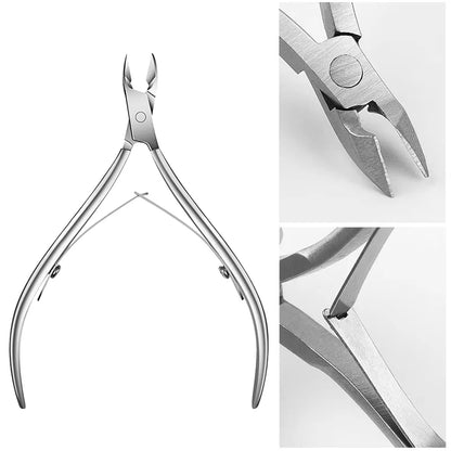 Cuticle Pliers with Cuticle Pusher Stainless Steel Cuticle Remover and Trimmer Perfect for Fingernails and Toenails