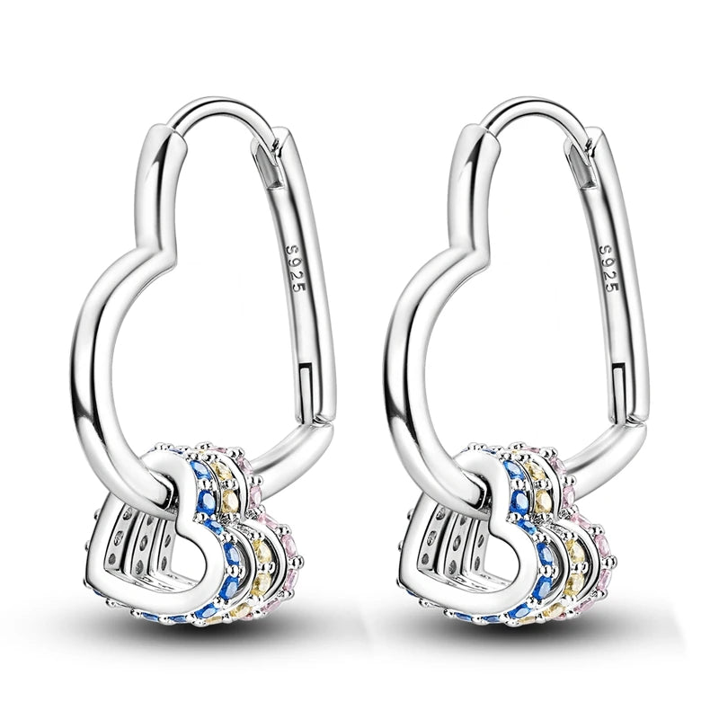 925 Sterling Silver Hoops Earrings Hypoallergenic Hoops Earrings With Zirconia Fashion High Quality Jewelry for Women Girls