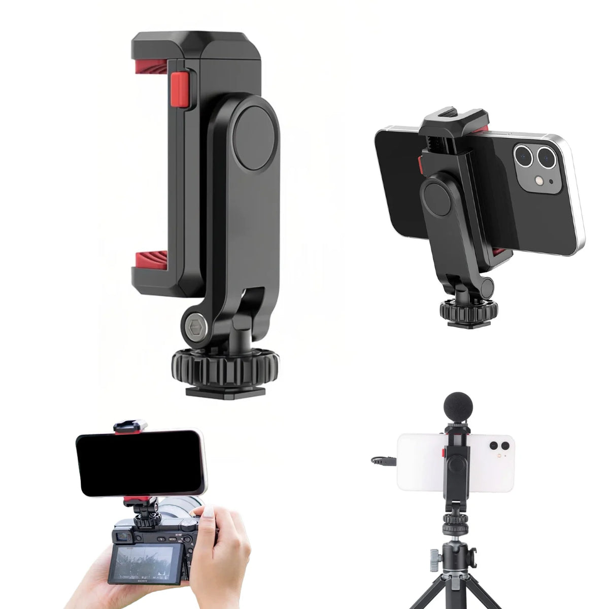 ST-06S Vertical Shooting Phone Mount Holder DSLR Camera Monitor Mount Tripod Mount Clamp for Smartphone Vlog Shooting accessorie