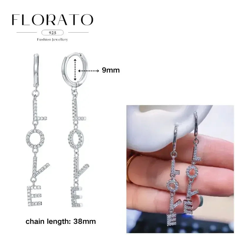 FLORATO 925 Sterling Silver Earrings Chain Tassel Pendant Earrings Zircon Silver Earrings for Women Trend Luxury Wedding Jewelry