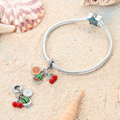 925 Silver Color Strawberry Cherry Apple Avocado Fruit Charms Beads Fit Qikaola 925 Original Bracelets Fine DIY Birthday Jewelry