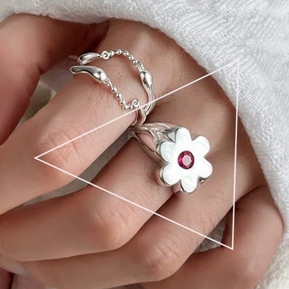 VENTFILLE 925 Sterling Silve Flower Ring for Women Gift Hollow Out Design Retro Hip Hop Versatile Jewelry Party Gift Dropship