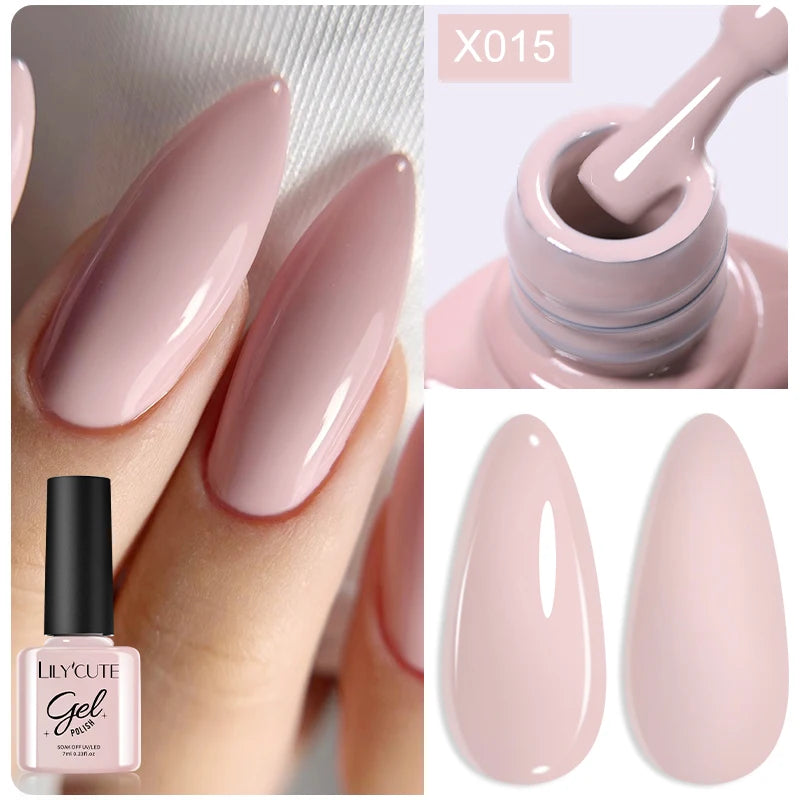 LILYCUTE 7ml Base Nowipe Top Coat Soak Off UV LED Gel Nail Polish Reinforcement Gel Semi Permanent Multifunction Gel Varnishes