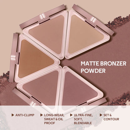 Matte Bronzer Powder Long-Lasting Makeup Effect Waterproof Sweatproof Setting Powder Oil Control Bronzers Smooth Face Makeup