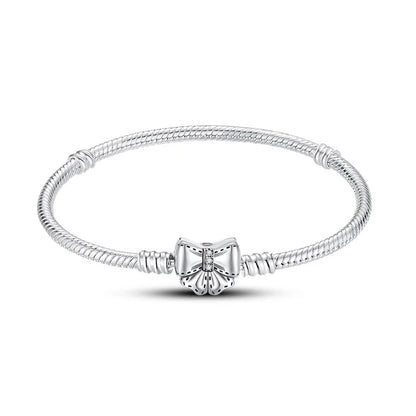 Original 925 Silver Bracelets Four Leaf Clover Butterfly Heart Bracelet Fit DIY Charms Beads Fashion Jewelry 17-20CM
