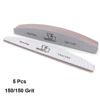 5Pcs Professional Nail File Set – 80/100/150/180/240 Grit Mix | Colorful Emery Boards for Shaping, Buffing & Cuticle Prep