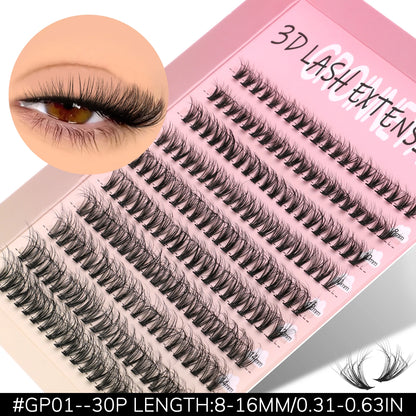 GROINNEYA DIY Eyelashes Cluster Lashes Lash Extension Natural Soft 100% Handmade Mink Lashes Reusable Makeup