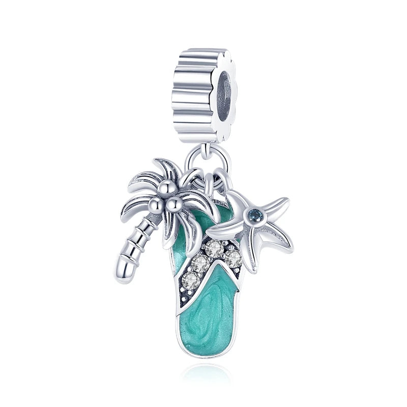 925 Silver Rainbow Flower Dragonfly Charms Dangle Charm Animal Bead Fit Original Bracelet Jewelry DIY