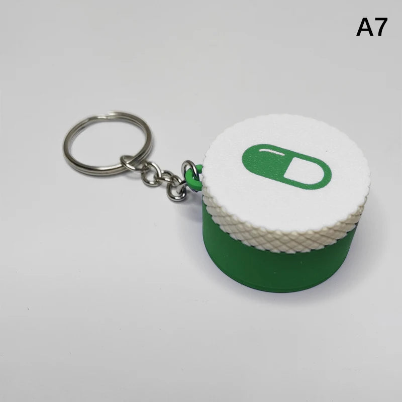 Mini Portable Plastic Pill Box with Keychain - Cross Symbol Medicine Case for Daily Use And Emergencies Sliding Capsule Holder