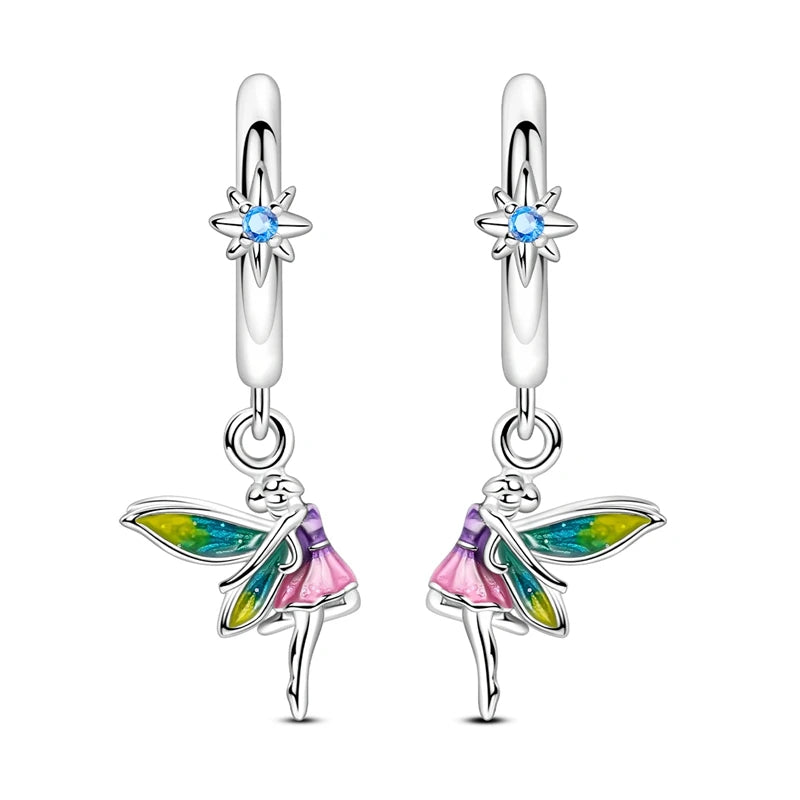 New 925 Sterling Silver Wine Cup Butterfly  Women Earrings Brilliant Wedding Engagement Star Earrings Jewelry Gift