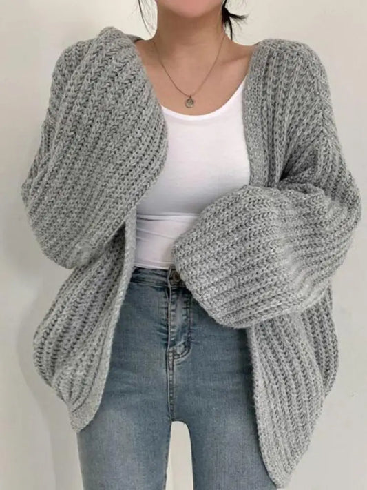 2026 Vintage Harajuku Lantern Sleeve Women Cardigan Sweater Casual Korean Fall Streetwear Tops Chic Lazy Wind Y2k Sweater