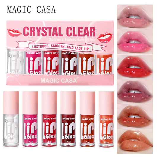 6pcs/set Small bottle Hydrating Jelly Lip Oil long-lasting Moisturizing  smooth shimmering Lip Hydrating Liquid