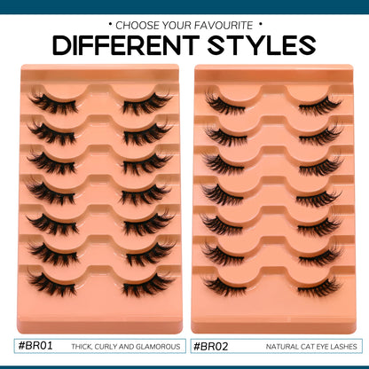 VELTRINAY Half Lashes Natural Cat Eye Eyelashes Wispy False Eyelashes 3D Volume Strip Natural Lashes Fake Eyelashes Makeup
