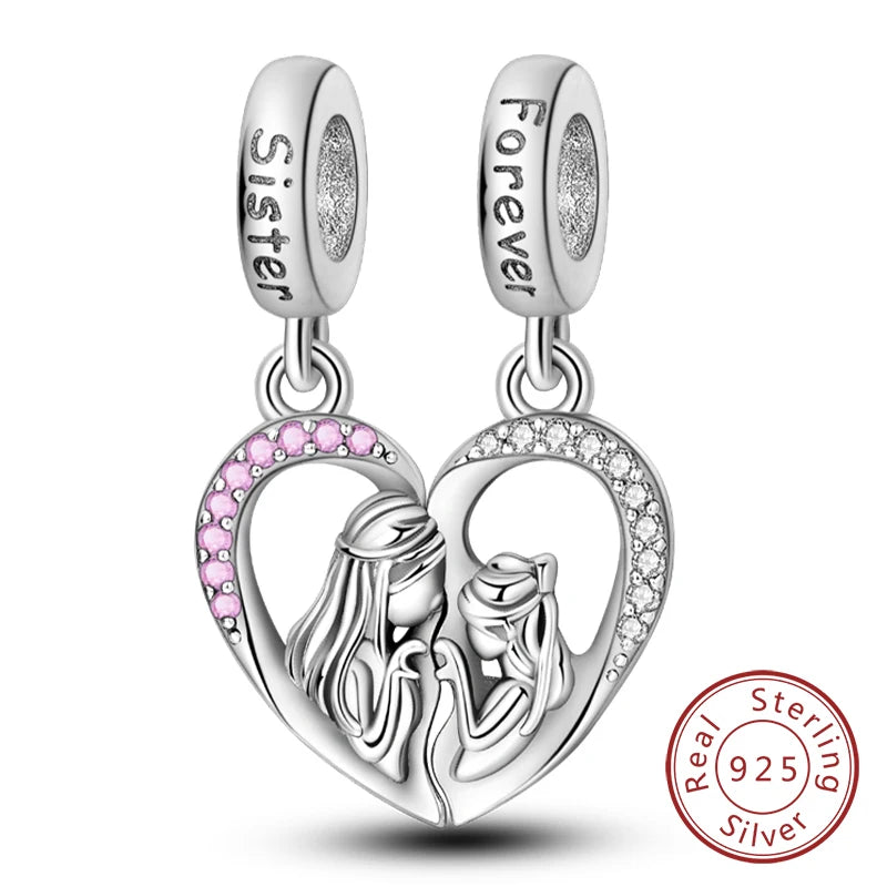 Original 925 Sterling Silver Heart Love Charms Beads Pendant Fit Original Bracelet Necklace DIY Charms Women Man Jewelry Gift