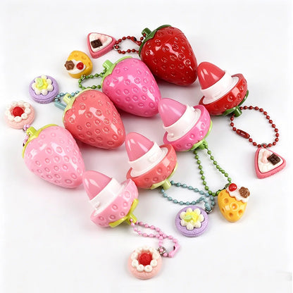 Cute Lip Balm Strawberry Wrinkle Repair Moisturizing and Plumping Lasting Hydrating Strawberry Shaped Lip Protector Women Gift