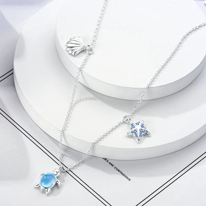 Original 925 Sterling Silver Necklace For Women Pearl Cross Butterfly Turtle Heart Shape Women Necklace Jewelry Gift