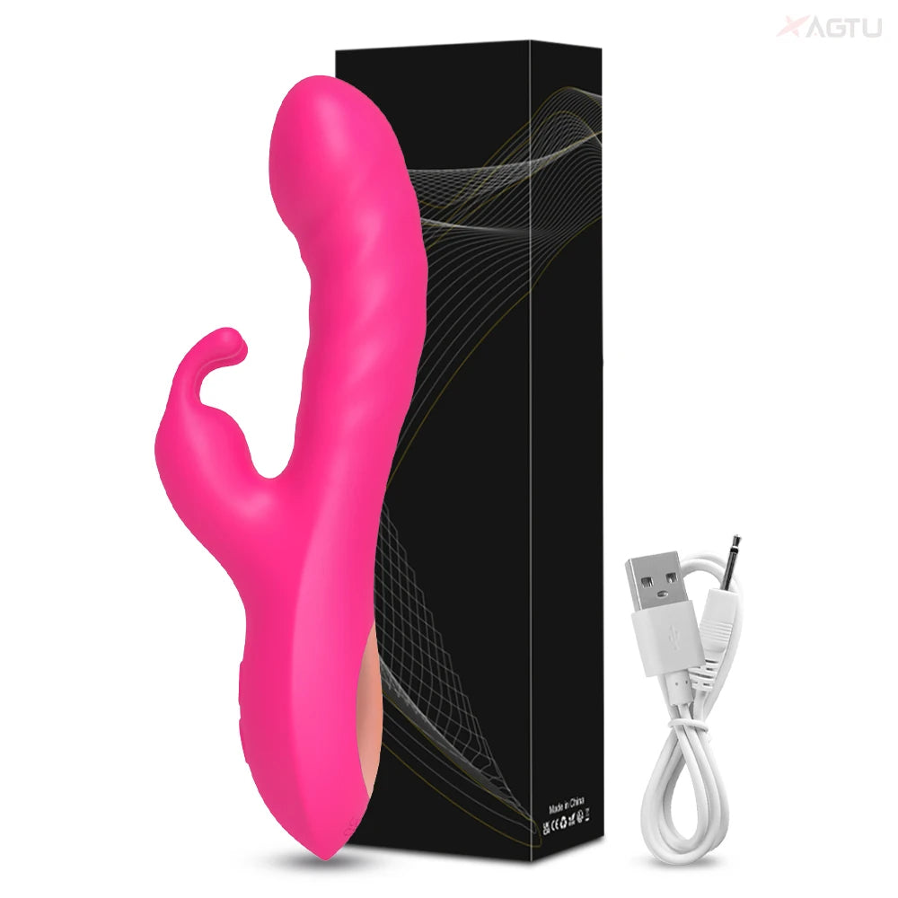 2 in1 G Spot Rabbit Vibrator for Women Nipple Clitoris Stimulator Dildo Massager Adults Masturbator Female Sex Toy for Adults 18