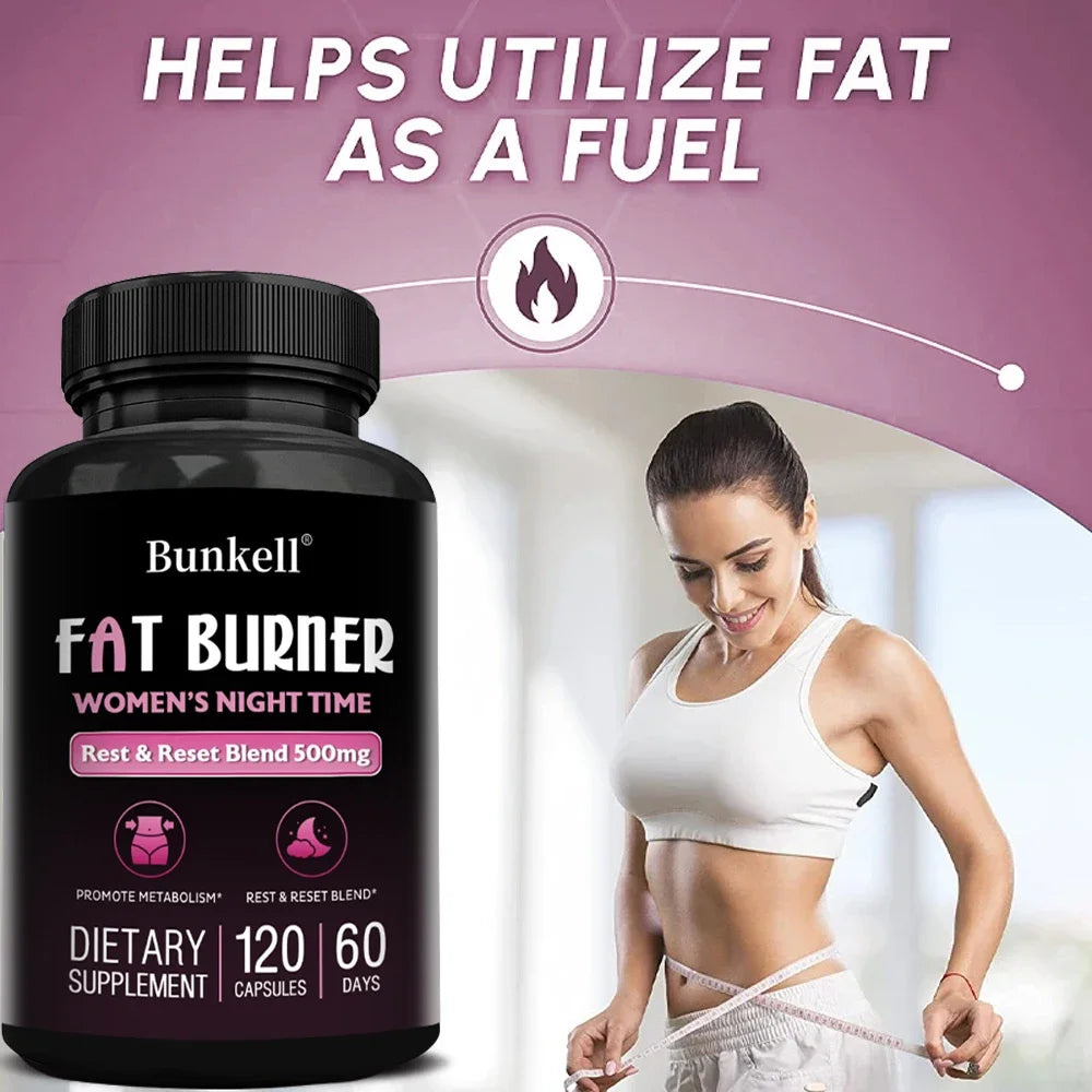 Night Fat Burning Capsules - Enhance Immune System, Promote Metabolism, Healthy Weight Management, 120 Capsules