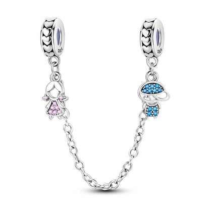 Safety Chain Charms Fit Original 925 Sterling Silver Charms Beads Moon Star Butterfly Heart Safety Chain For Women Jewelry Gifts