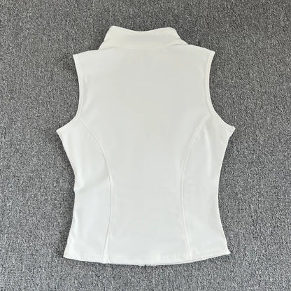 Women's Slim Fit Sport Sleeveless Top Quick Dry Elastic Stand Collar Yoga Fitness Clothing Summer Zipper