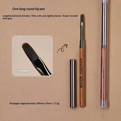 Round Wood Handle Triangular Petal Nail Brush Acrylic Nail Art Liner Brush Stripes Grid Flower Painting Drawing PenManicure Tool