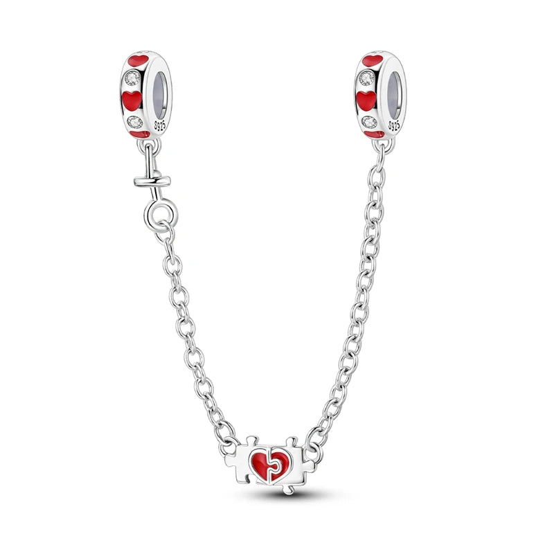Safety Chain Charms Fit Original 925 Sterling Silver Charms Beads Moon Star Butterfly Heart Safety Chain For Women Jewelry Gifts