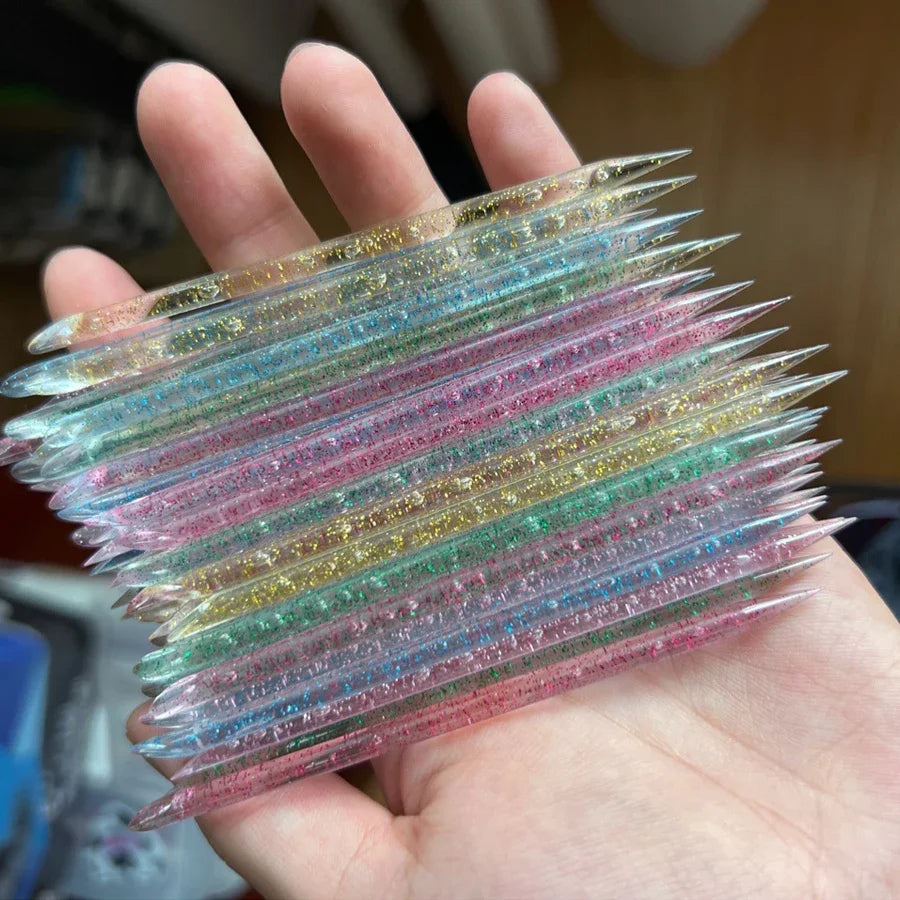 10/50/100Pcs Reusable Crystal Stick Double End Nail Art Cuticle Pusher Cuticle Remover Tool Pedicure Care Nails Manicures Tools