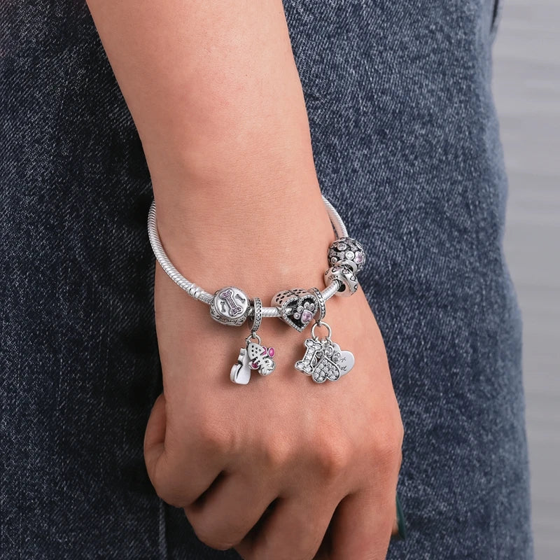 925 Silver Rainbow Flower Dragonfly Charms Dangle Charm Animal Bead Fit Original Bracelet Jewelry DIY