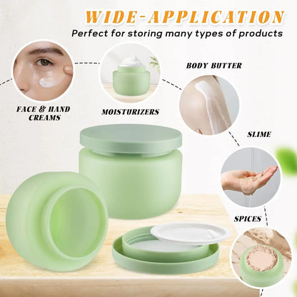 10PCS Round Cosmetic Container Jar with Lids Wide Mouth Soft Slime Jars for Lotion Hand Cream Ointments Refillable Travel Vials