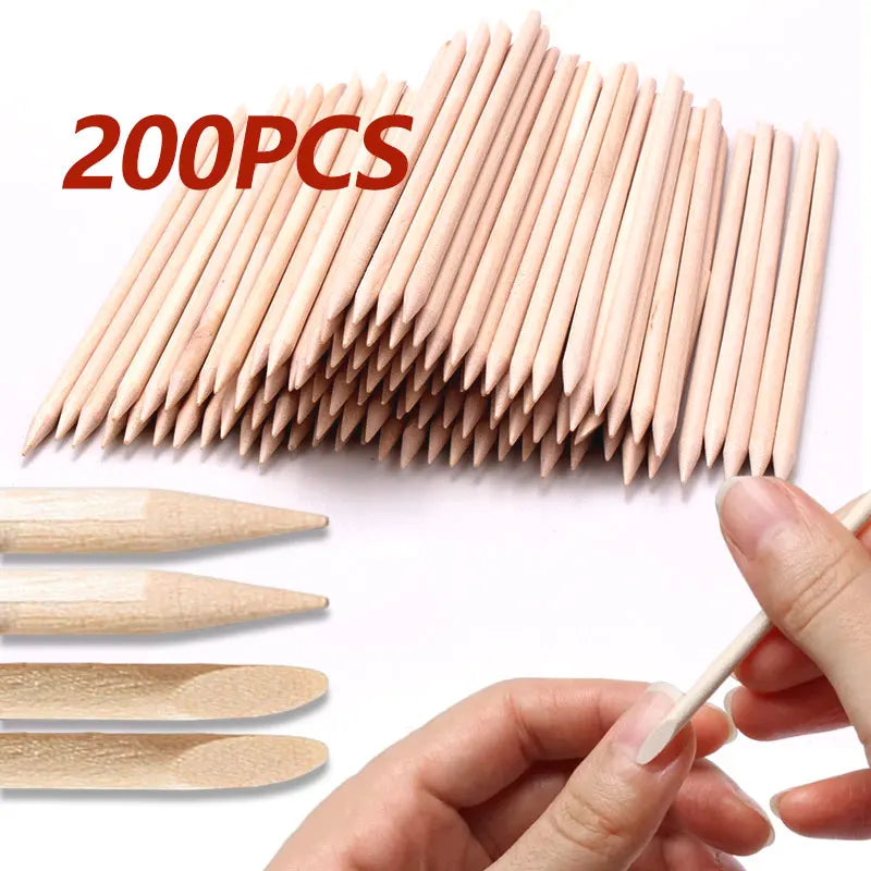 Nail Art Pusher Orange Wood Sticks Duable-head Pedicure Manicure Sticks for Salon Rhinestones Dotting Removal Nail Art Care Tool