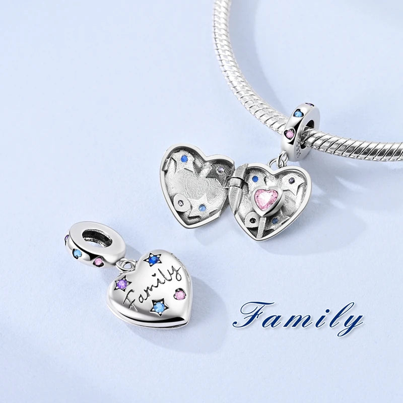 Original 925 Sterling Silver Heart Love Charms Beads Pendant Fit Original Bracelet Necklace DIY Charms Women Man Jewelry Gift
