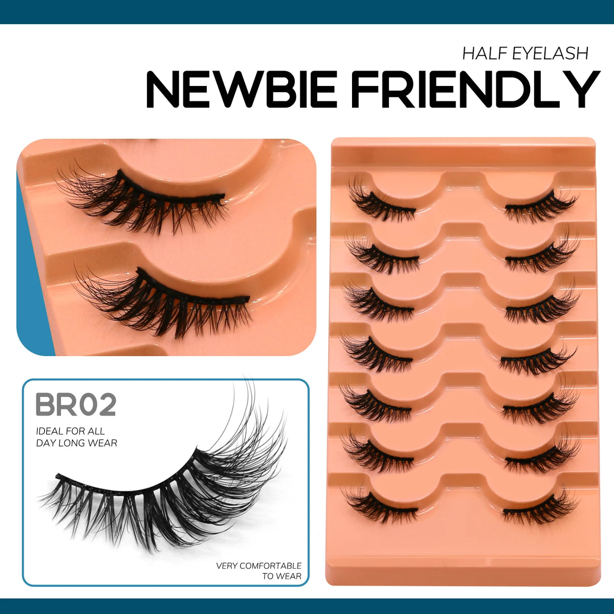 VELTRINAY Half Lashes Natural Cat Eye Eyelashes Wispy False Eyelashes 3D Volume Strip Natural Lashes Fake Eyelashes Makeup