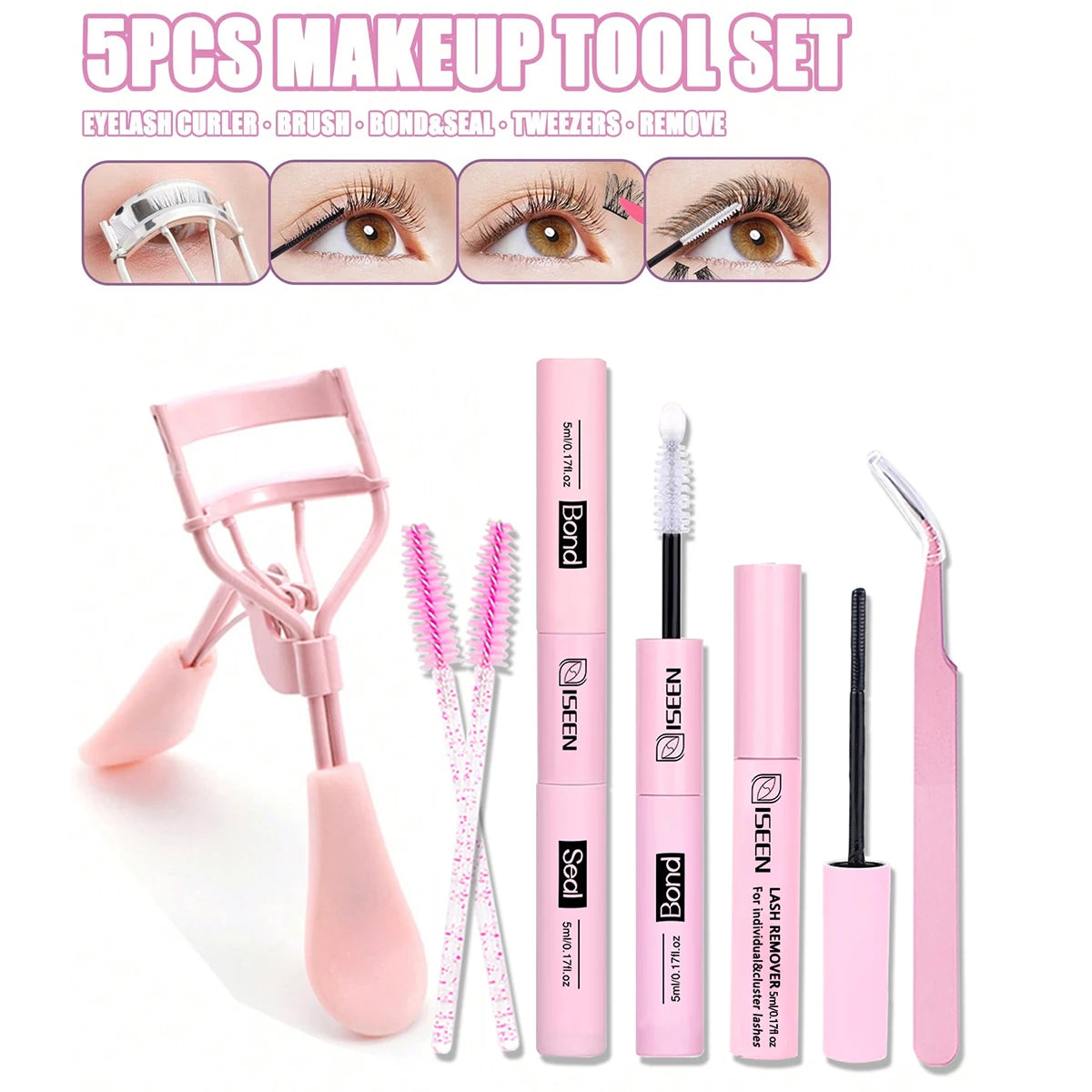 ISEEN Lash Bond and Seal 10ml for Lash Clusters Super Hold Long-Lasting Non-Irritating Eyelash Glue for DIY at Home