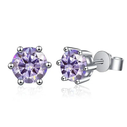 TY D Color Brilliant Round Cut Lab Moissanite Dia Stud Earrings For Women 925 Sterling Silver Plated Wedding Fine Jewelry Gift
