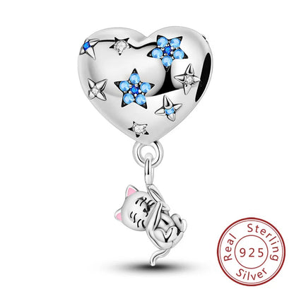 Charms 925 Sterling Silver Dog Cat Paw Print Love Pets Charms Beads Fit Original Bracelets Necklaces Pendant Women DIY Jewelry