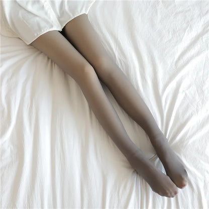 Women Fleece Leggings Sexy Translucent Slim Pantyhose Elasticity Winter Warm Legging Thermal Tights Female Woman Pants Streetwea