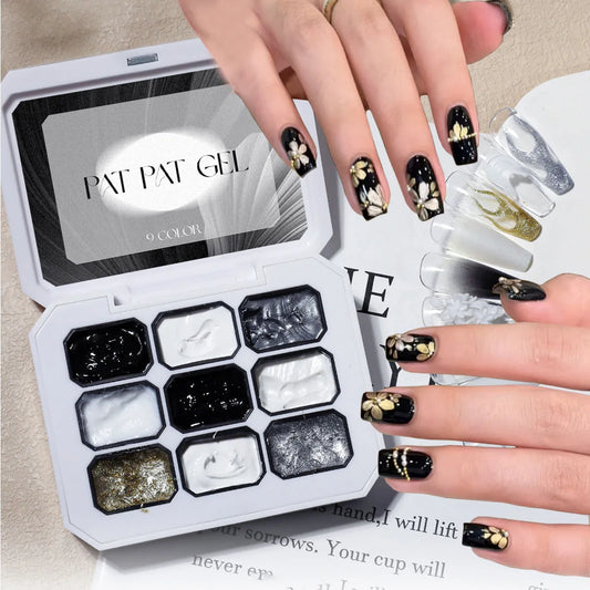 1pc Black and White Solid Nail Polish Gel Patting Gel Gypsum Gel Y2K Solid Color Shiny Luster Long-Lasting DIY Home Salon