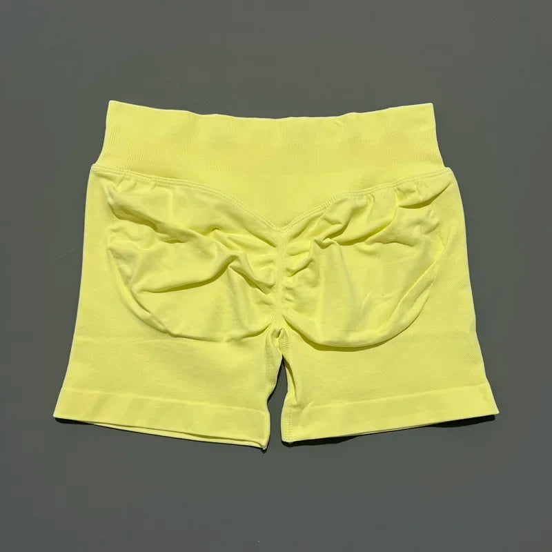 HISTELLO Sports Shorts 4.5" Women Yoga Shorts Seamless Low Waist Scrunch Bum Gym Leggings Workout Stretch Fitness Sports Shorts