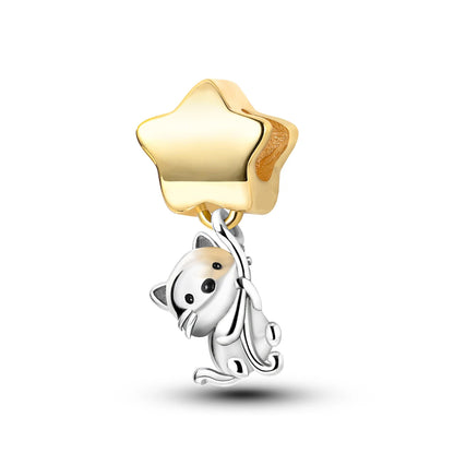 Original Charms 925 Silver Cute Animals Cat Bear Bead For Silver Bracelet Diy Fahsion Jewelry