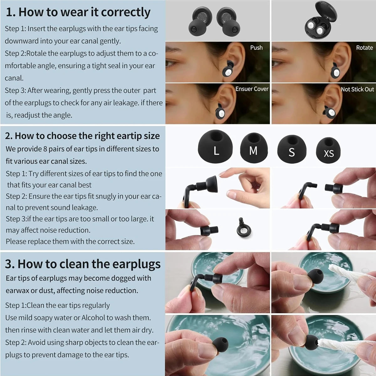 Noise Cancelling Silicone Ear Plugs Soft Reusable Sleep Earplugs for Sleeping Work Study Travel Noise Reduction Ear Protection