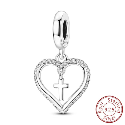 Original 925 Sterling Silver Heart Love Charms Beads Pendant Fit Original Bracelet Necklace DIY Charms Women Man Jewelry Gift