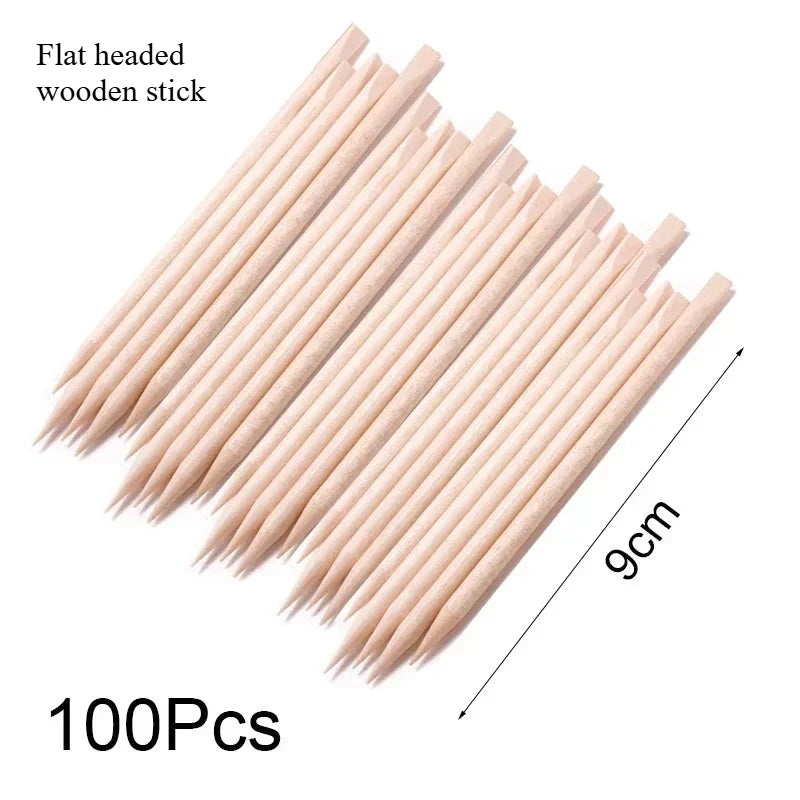 Nail Art Pusher Orange Wood Sticks Duable-head Pedicure Manicure Sticks for Salon Rhinestones Dotting Removal Nail Art Care Tool