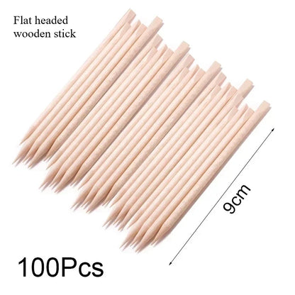 Nail Art Pusher Orange Wood Sticks Duable-head Pedicure Manicure Sticks for Salon Rhinestones Dotting Removal Nail Art Care Tool