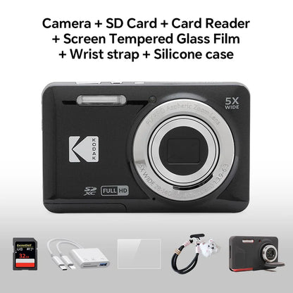 KODAK PIXPRO FZ55-RD 16MP Digital Camera 5X Optical Zoom 28mm Wide Angle 1080P Full HD Video 2.7" LCD Vlogging Camera